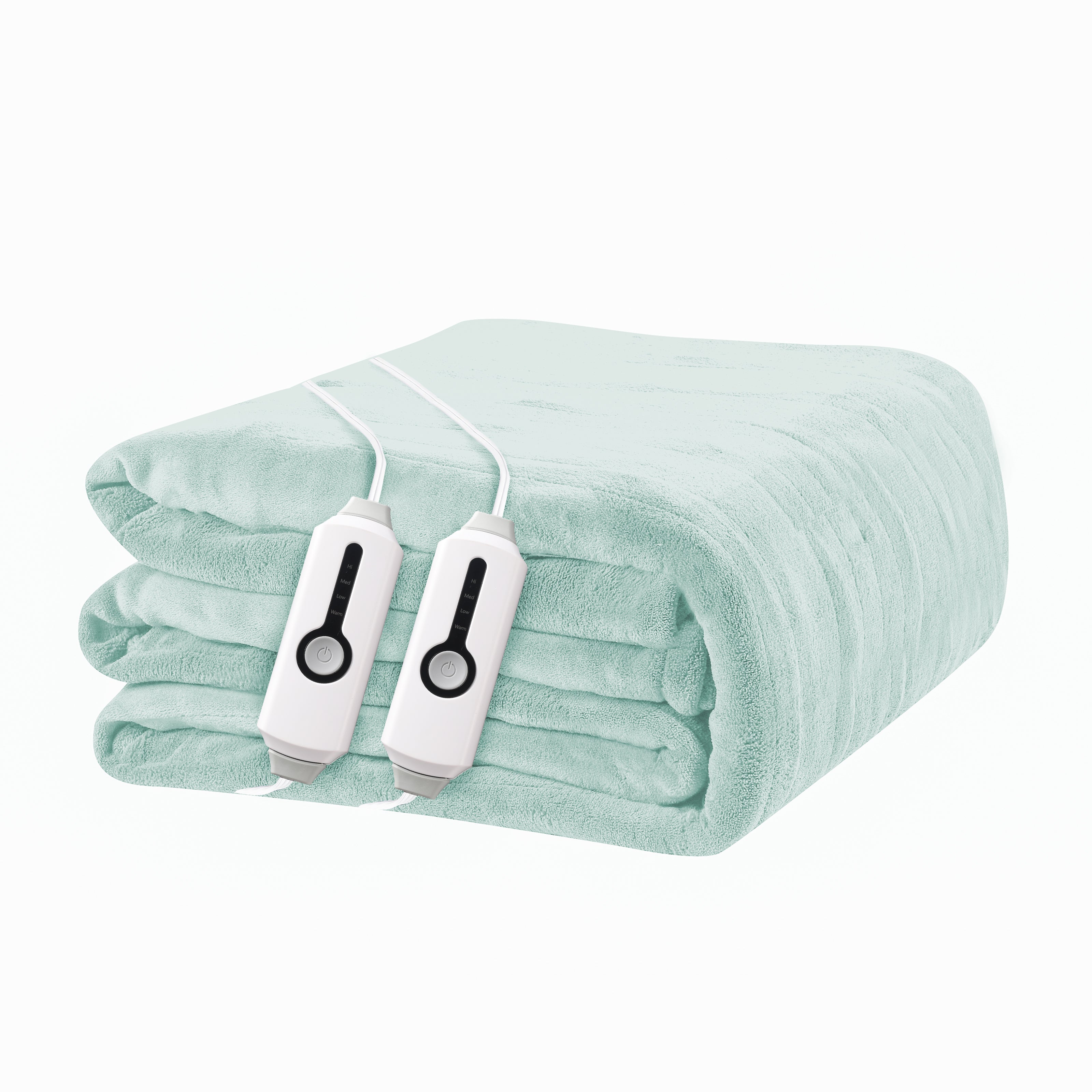 YAKEE Electric Heated Blanket 84"x90" Queen Size with Dual Control, 4 Heat Levels, 10-Hour Auto-off, Soft Coral Fleece, Overheat Protection, Green