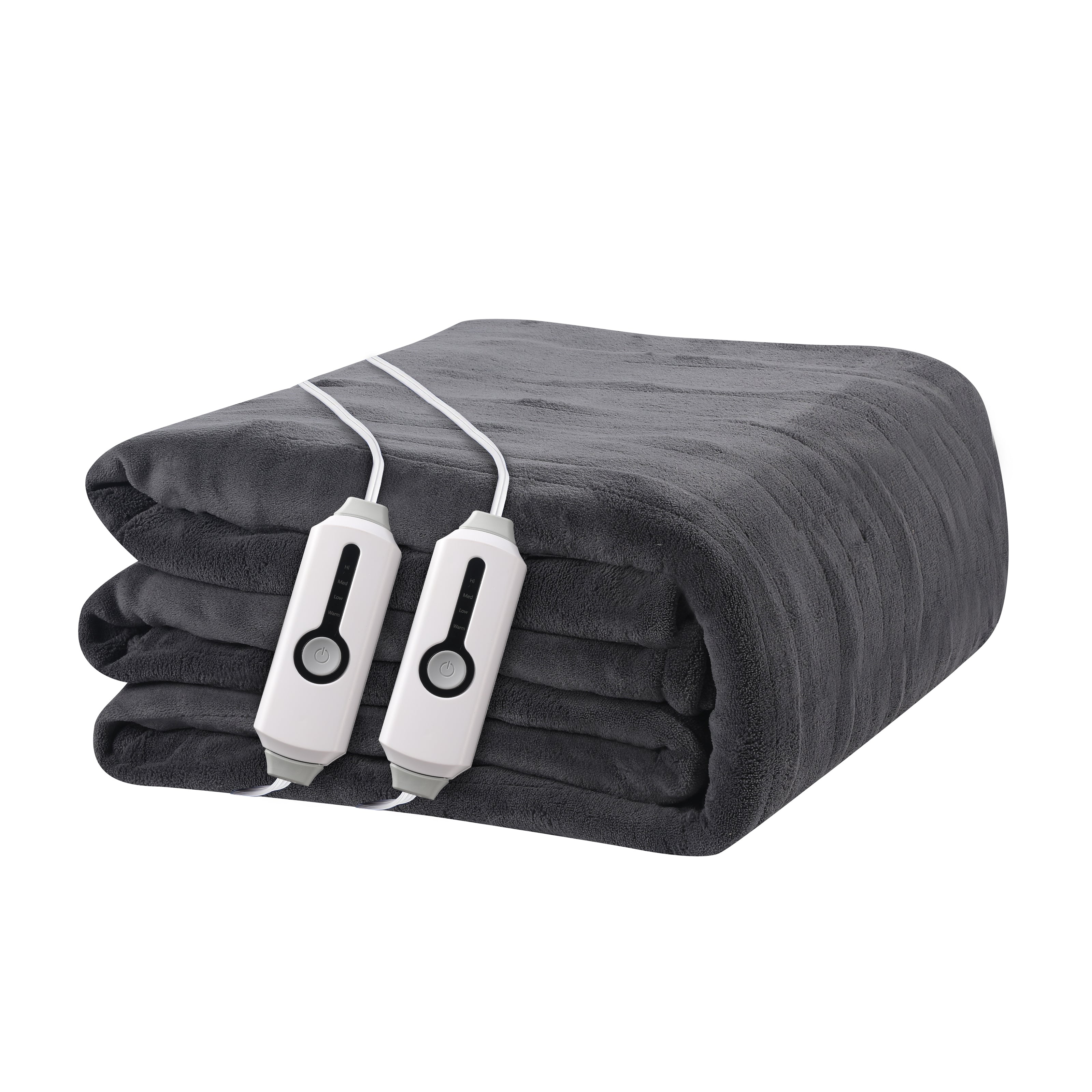 YAKEE Electric Heated Blanket 90"x100" King Size with Dual Control, 4 Heat Levels, 10-Hour Auto-off, Soft Coral Fleece, Overheat Protection, Dark Gray