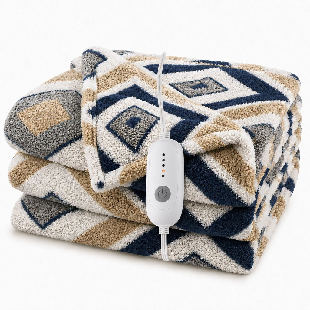 YAKEE Electric Heated Throw Blanket 50"x60" Throw Size, Soft Cozy Flannel Heating Blanket with 5 Heat Levels, 3H Auto-Off for Couch, Great Gift for Dad - Afghani style