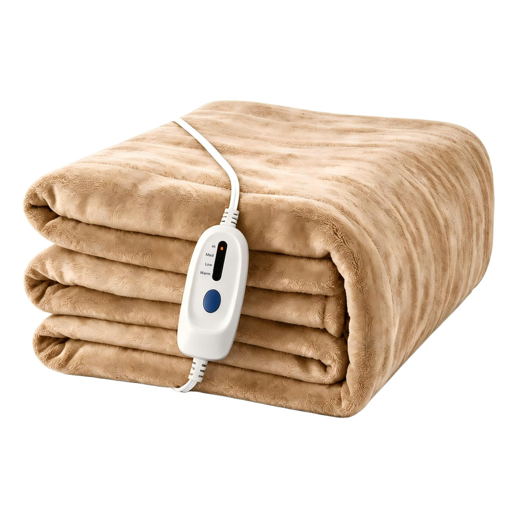 YAKEE Electric Heated Blanket 62"x84" Twin Size, Soft Cozy Flannel Heating Blanket with 4 Heat Levels, 10H Auto-Off for Bed, Great Gift for Dad - Linen