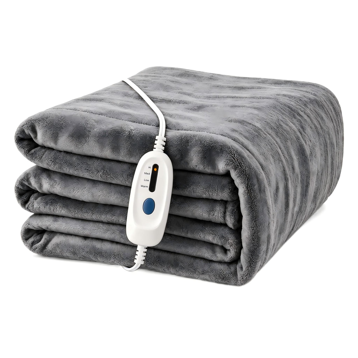 YAKEE Electric Heated Blanket 72"x84" Full Size - Soft Warm Coral Fleece, 4 Heat Levels, 10 Hours Auto-off, Machine Washable with Overheat Protection, Gray