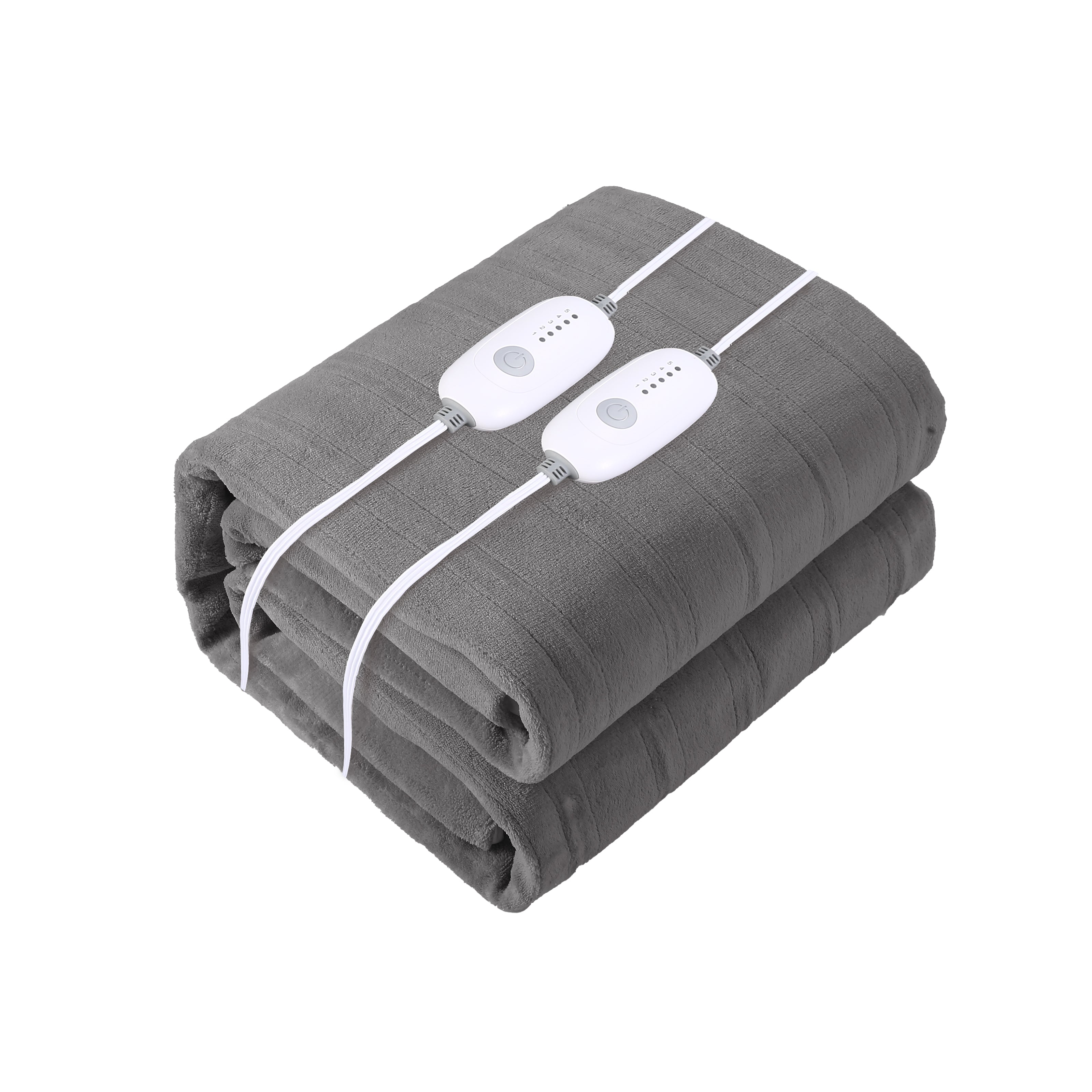 YAKEE Electric Heated Mattress Pad, King Size,Dual control, 4 Heating Levels, 10-Hour Auto off, Lightweight Polyester, Gray Coral Fleece for Adults