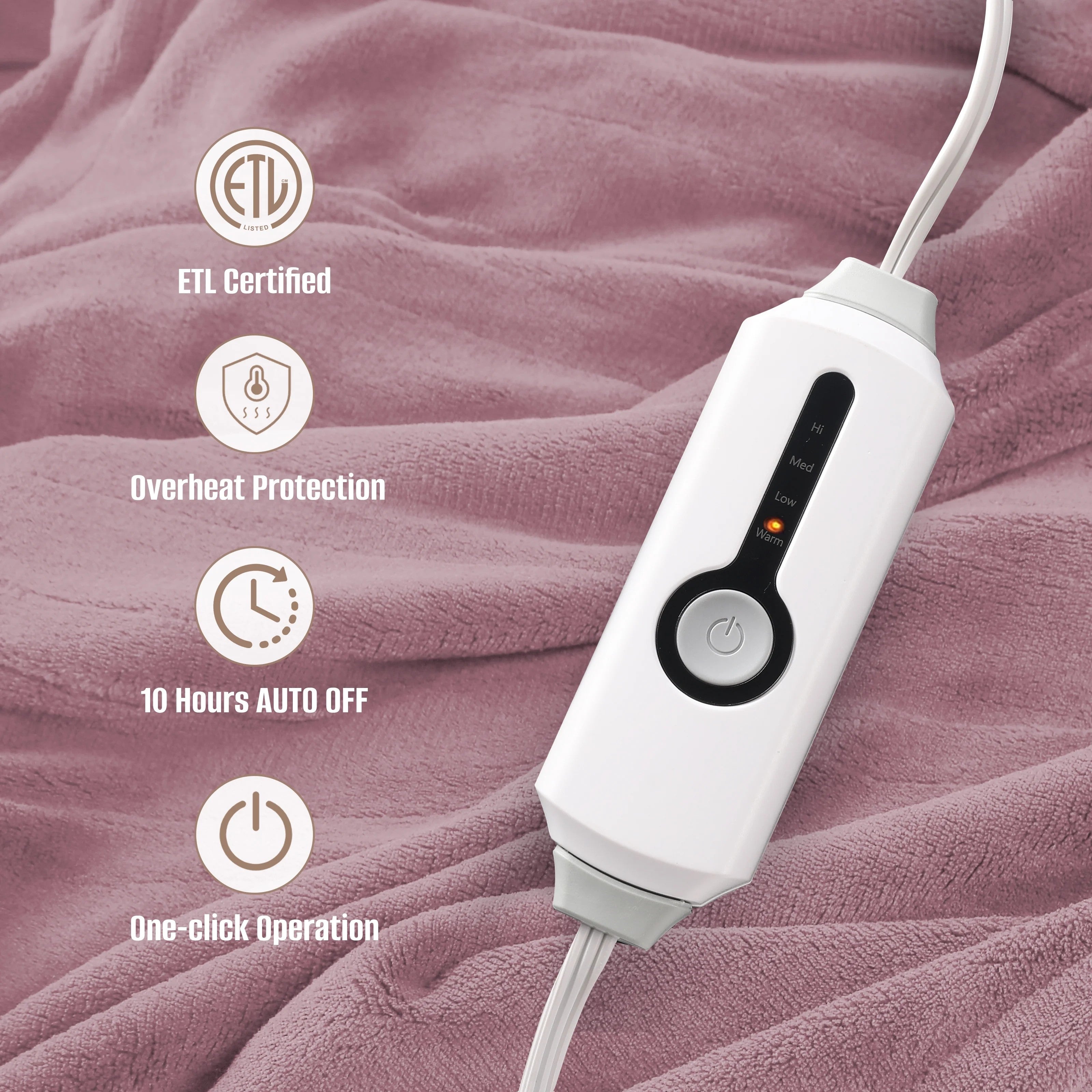 YAKEE Electric Heated Blanket 72"x84" Full Size - Soft Warm Coral Fleece, 4 Heat Levels, 10 Hours Auto-off, Machine Washable with Overheat Protection, Purple