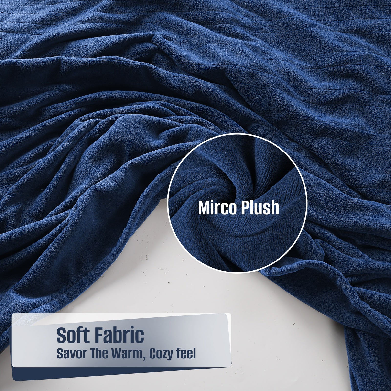 YAKEE Electric Heated Blanket 90"x100" King Size with Dual Control, 4 Heat Levels, 10-Hour Auto-off, Soft Coral Fleece, Overheat Protection, Dark Blue