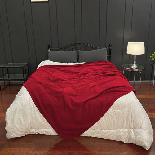 YAKEE Electric Heated Blanket 72"x84" Full Size - Soft Warm Coral Fleece, 4 Heat Levels, 10 Hours Auto-Off, Machine Washable with Overheat Protection, Cherry Red