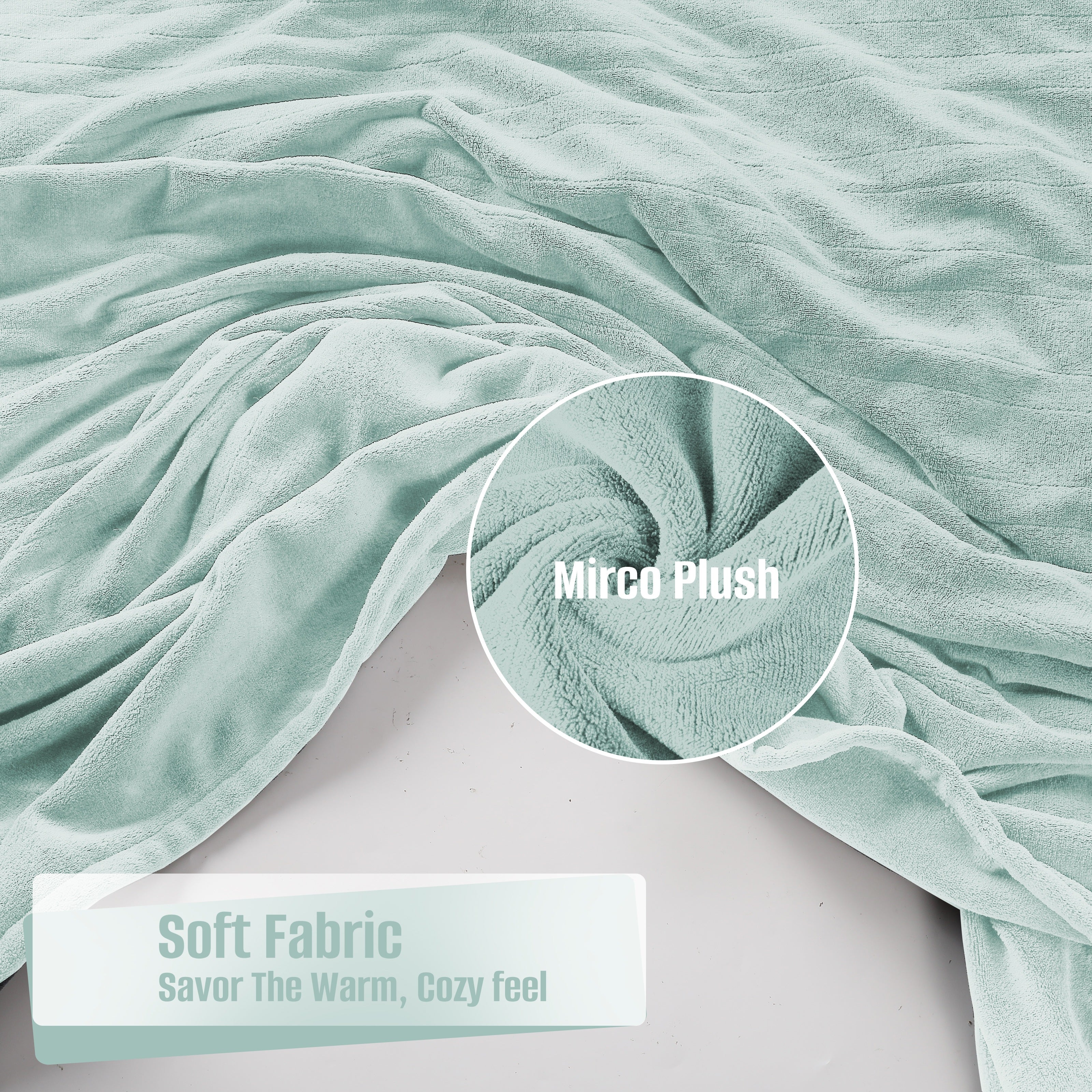 YAKEE Electric Heated Blanket 90"x100" King Size with Dual Control, 4 Heat Levels, 10-Hour Auto-off, Soft Coral Fleece, Overheat Protection, Mint Green