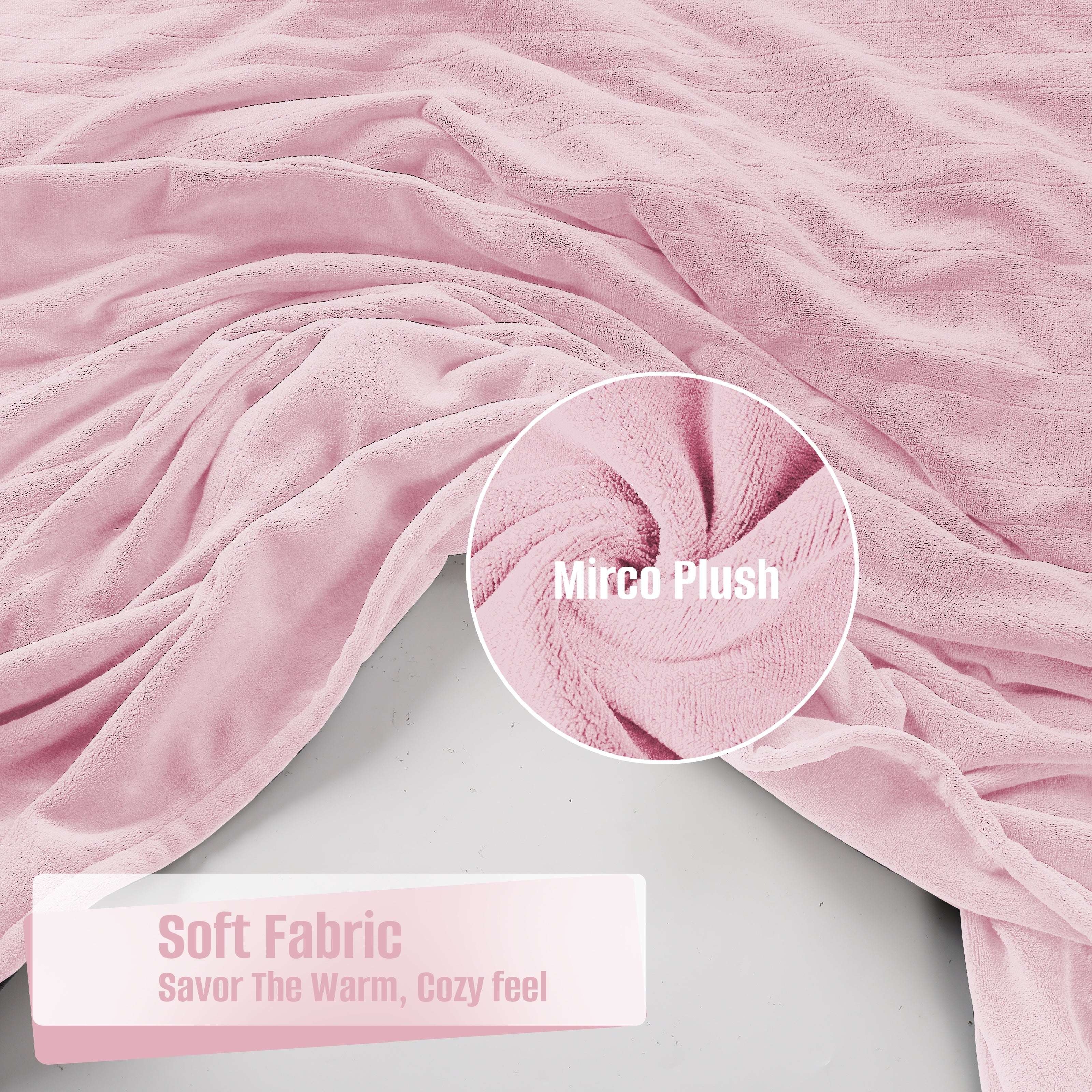 YAKEE Electric Heated Blanket 84"x90" Queen Size with Dual Control, 4 Heat Levels, 10-Hour Auto-off, Soft Coral Fleece, Overheat Protection, Pink