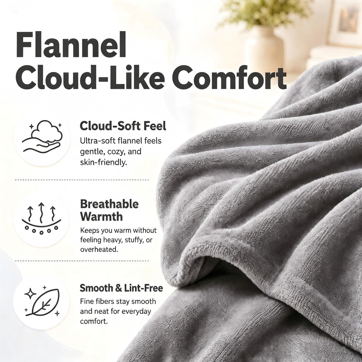 YAKEE Electric Heated Blanket 62"x84" Twin Size, Soft Cozy Flannel Heating Blanket with 5 Heat Levels, 10H Auto-Off for Bed, Great Gift for Dad - Light Gray