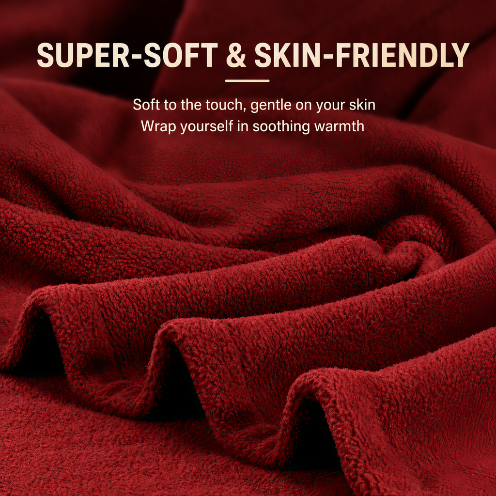 YAKEE Electric Heated Blanket 62"x84" Twin Size - Soft Warm Polar fleece, 4 Heat Levels, 10 Hours Auto-off, Machine Washable with Overheat Protection, Red