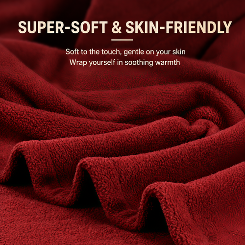 YAKEE Electric Heated Blanket 62"x84" Twin Size - Soft Warm Polar fleece, 4 Heat Levels, 10 Hours Auto-off, Machine Washable with Overheat Protection, Red