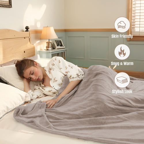 YAKEE Electric Heated Blanket 72"x84" Full Size - Soft Warm Coral Fleece, 4 Heat Levels, 10 Hours Auto-off, Machine Washable with Overheat Protection, Brown