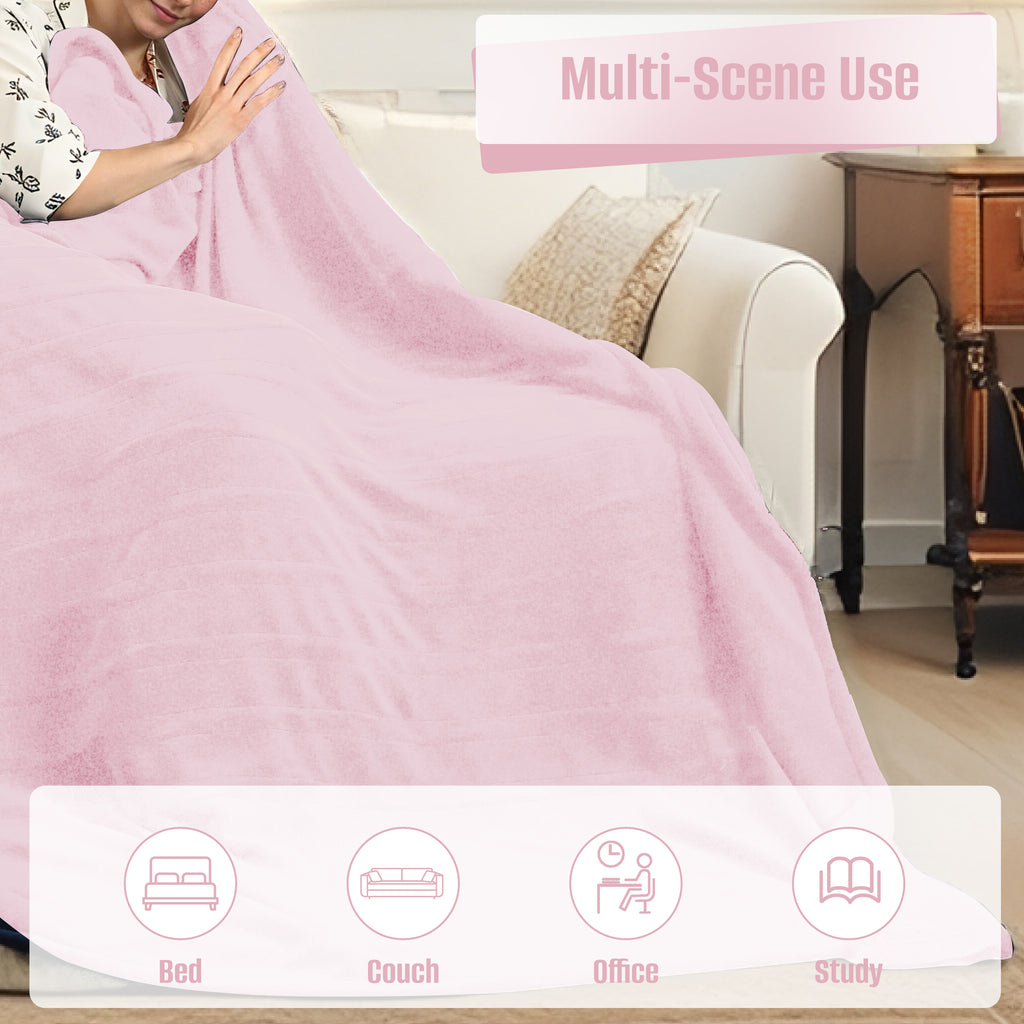 YAKEE Electric Heated Blanket 90"x100" King Size with Dual Control, 4 Heat Levels, 10-Hour Auto-off, Soft Coral Fleece, Overheat Protection, Pink