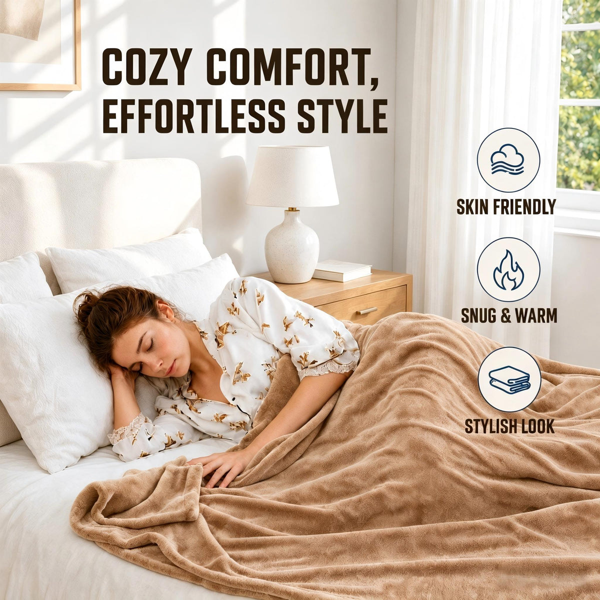 YAKEE Electric Heated Blanket 72"x84" Full Size, Soft Cozy Flannel Heating Blanket with 4 Heat Levels, 10H Auto-Off for Bed, Great Gift for Dad - Linen