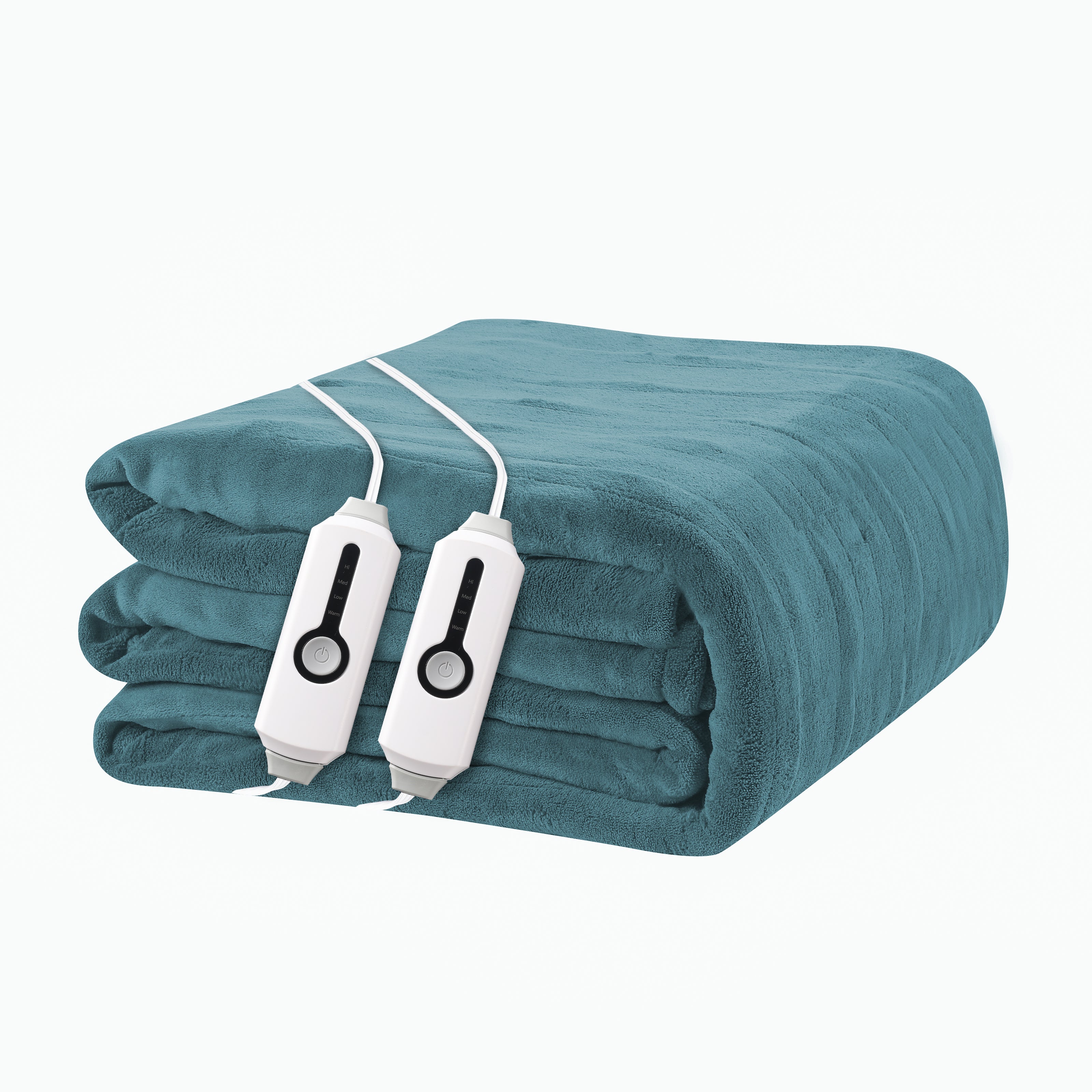 YAKEE Electric Heated Blanket 84"x90" Queen Size with Dual Control, 4 Heat Levels, 10-Hour Auto-off, Soft Coral Fleece, Overheat Protection, Teal