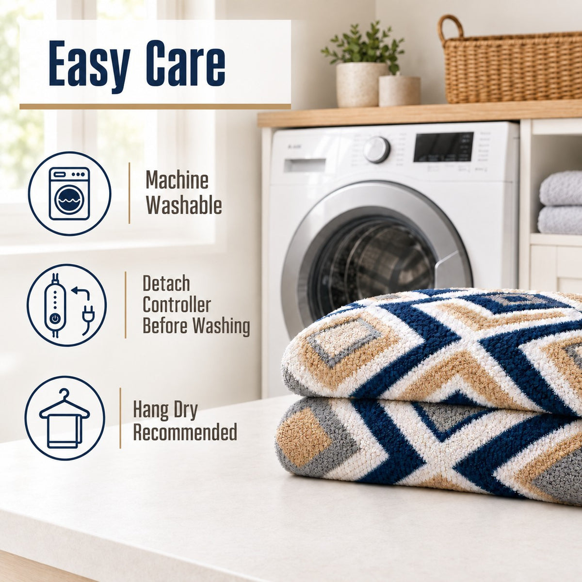 YAKEE Electric Heated Throw Blanket 50"x60" Throw Size, Soft Cozy Flannel Heating Blanket with 5 Heat Levels, 3H Auto-Off for Couch, Great Gift for Dad - Afghani style
