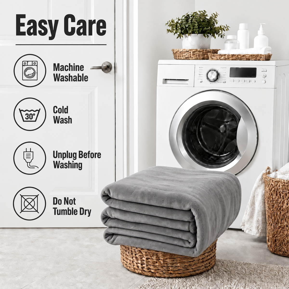 YAKEE Electric Heated Blanket 84"x90" Queen Size, Soft Cozy Flannel Heating Blanket with Dual Controllers and 5 Heat Levels, 10H Auto-Off for Bed, Great Gift for Dad - Light Gray