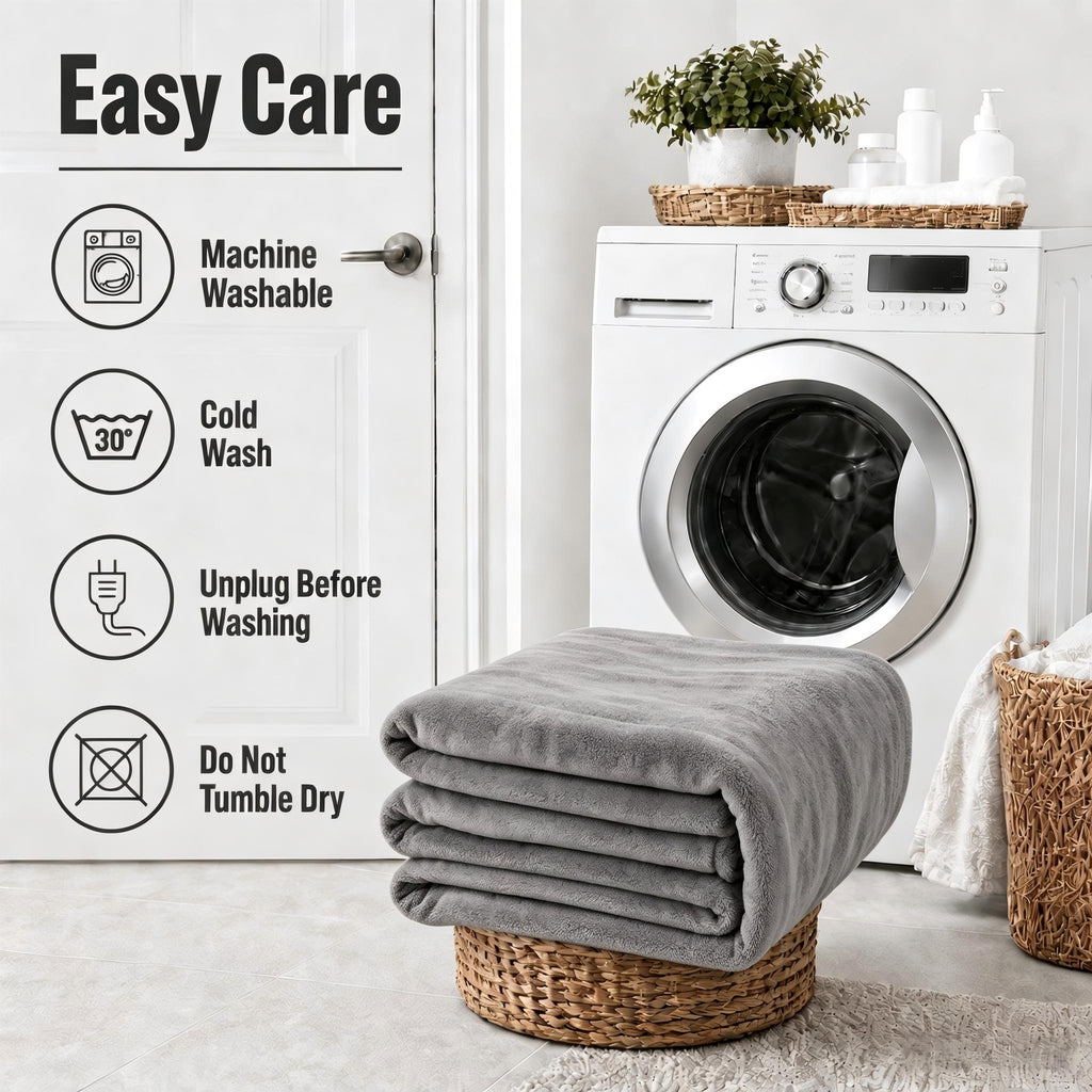 YAKEE Electric Heated Blanket 62"x84" Twin Size, Soft Cozy Flannel Heating Blanket with 5 Heat Levels, 10H Auto-Off for Bed, Great Gift for Dad - Light Gray
