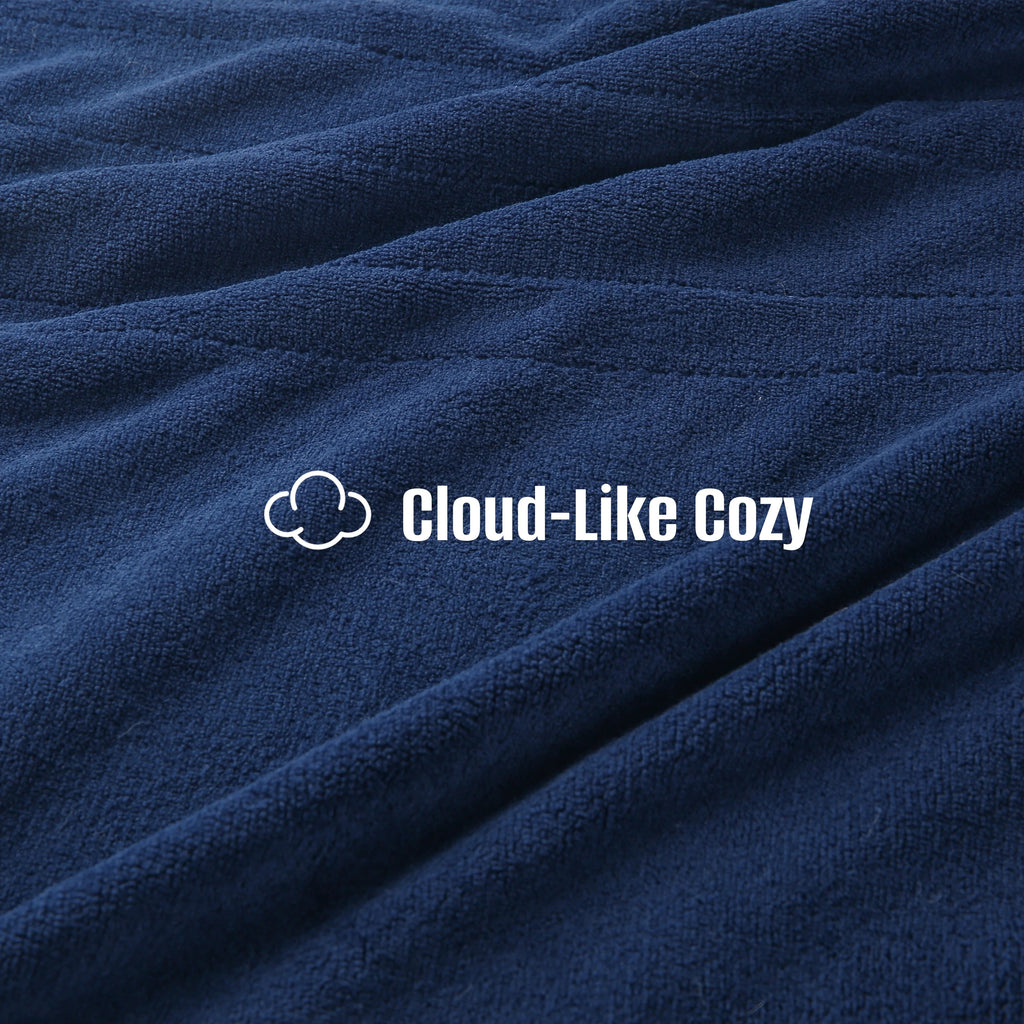 YAKEE Electric Heated Blanket 72"x84" Full Size - Soft Warm Coral Fleece, 4 Heat Levels, 10 Hours Auto-off, Machine Washable with Overheat Protection, Dark Blue