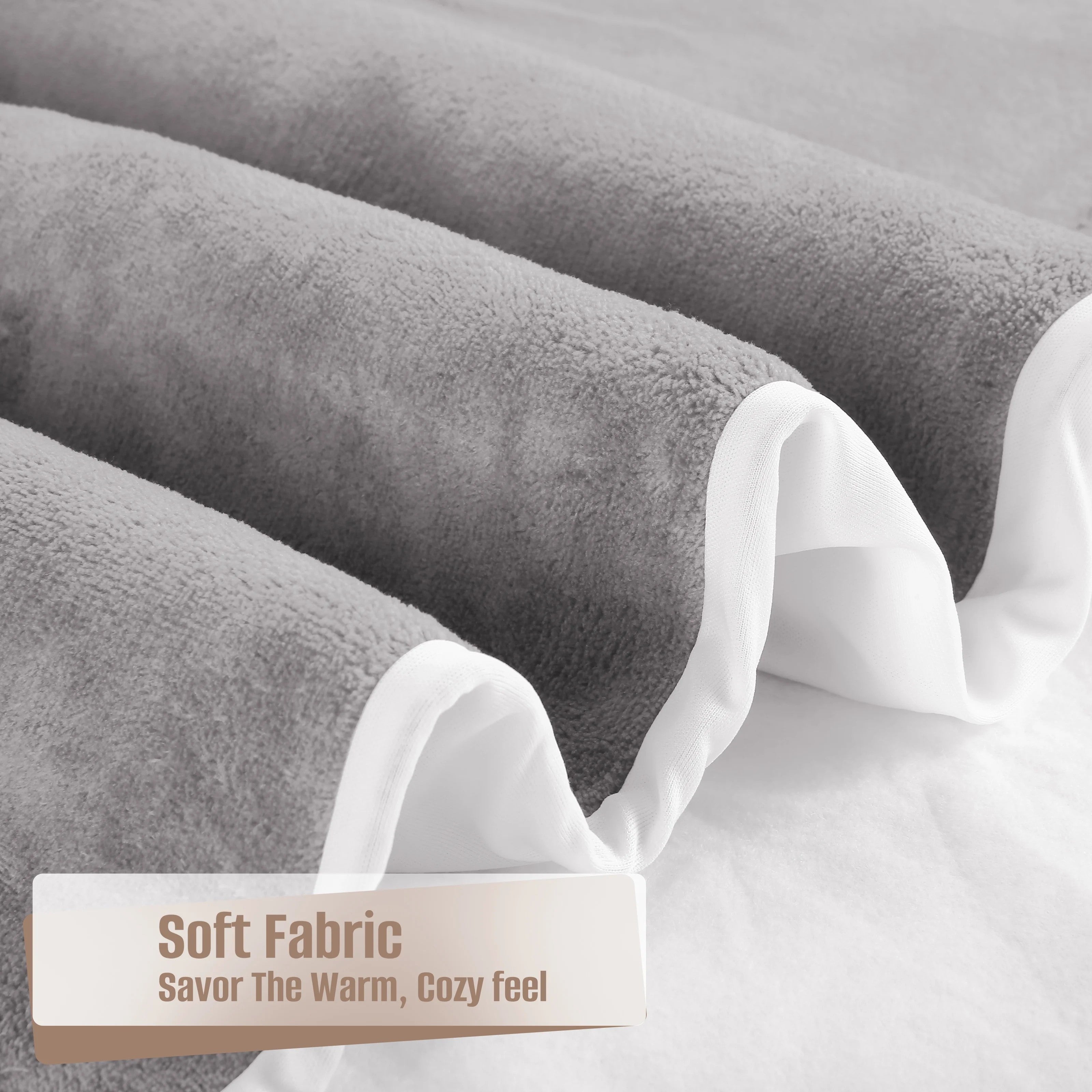 YAKEE Electric Heated Mattress Pad, Twin Size, Soft Coral Fleece with 4 Heating Levels, 10 Hours Auto off, Overheat Protection, Machine Washable, Medium Gray