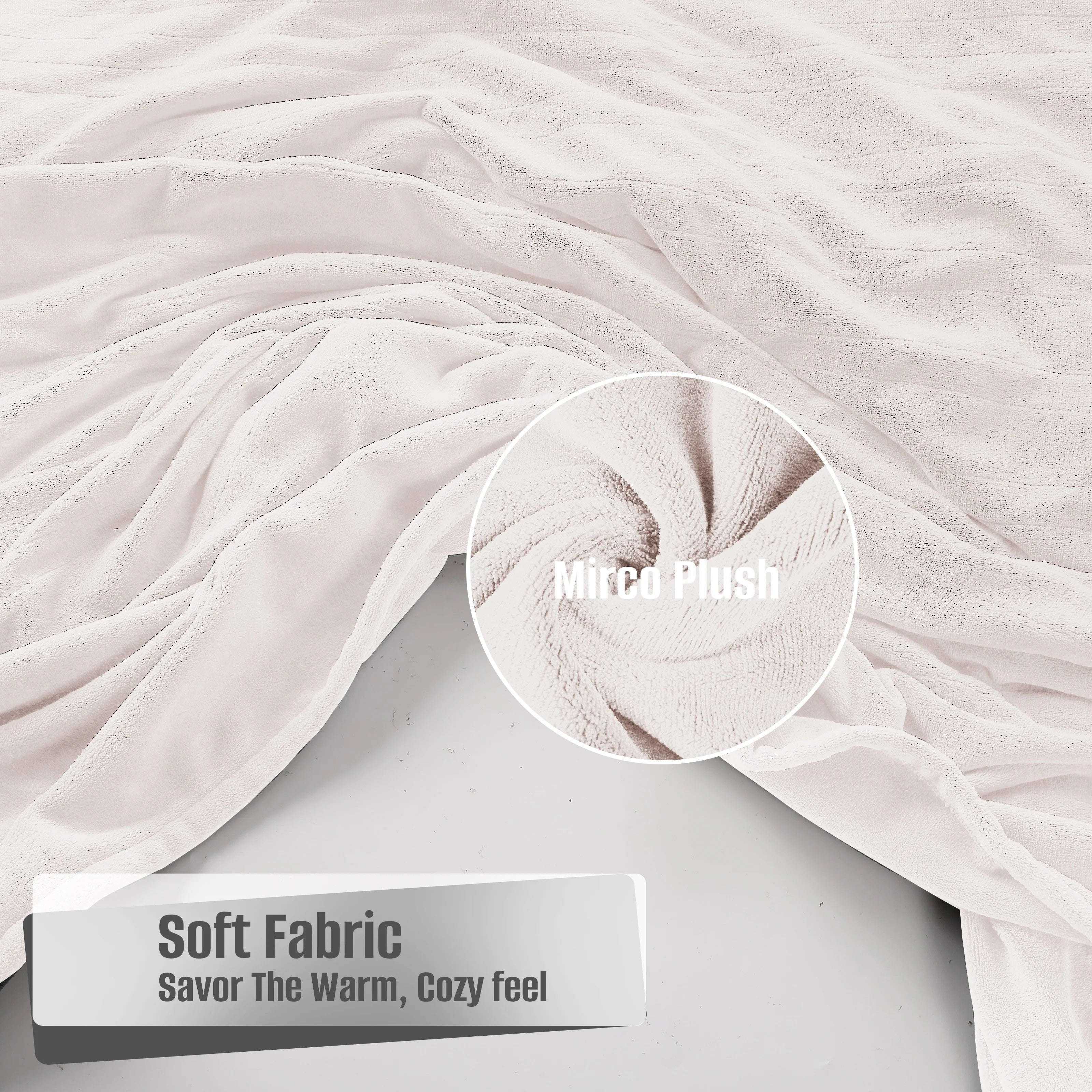 YAKEE Electric Heated Blanket 90"x100" King Size with Dual Control, 4 Heat Levels, 10-Hour Auto-off, Soft Coral Fleece, Overheat Protection, White