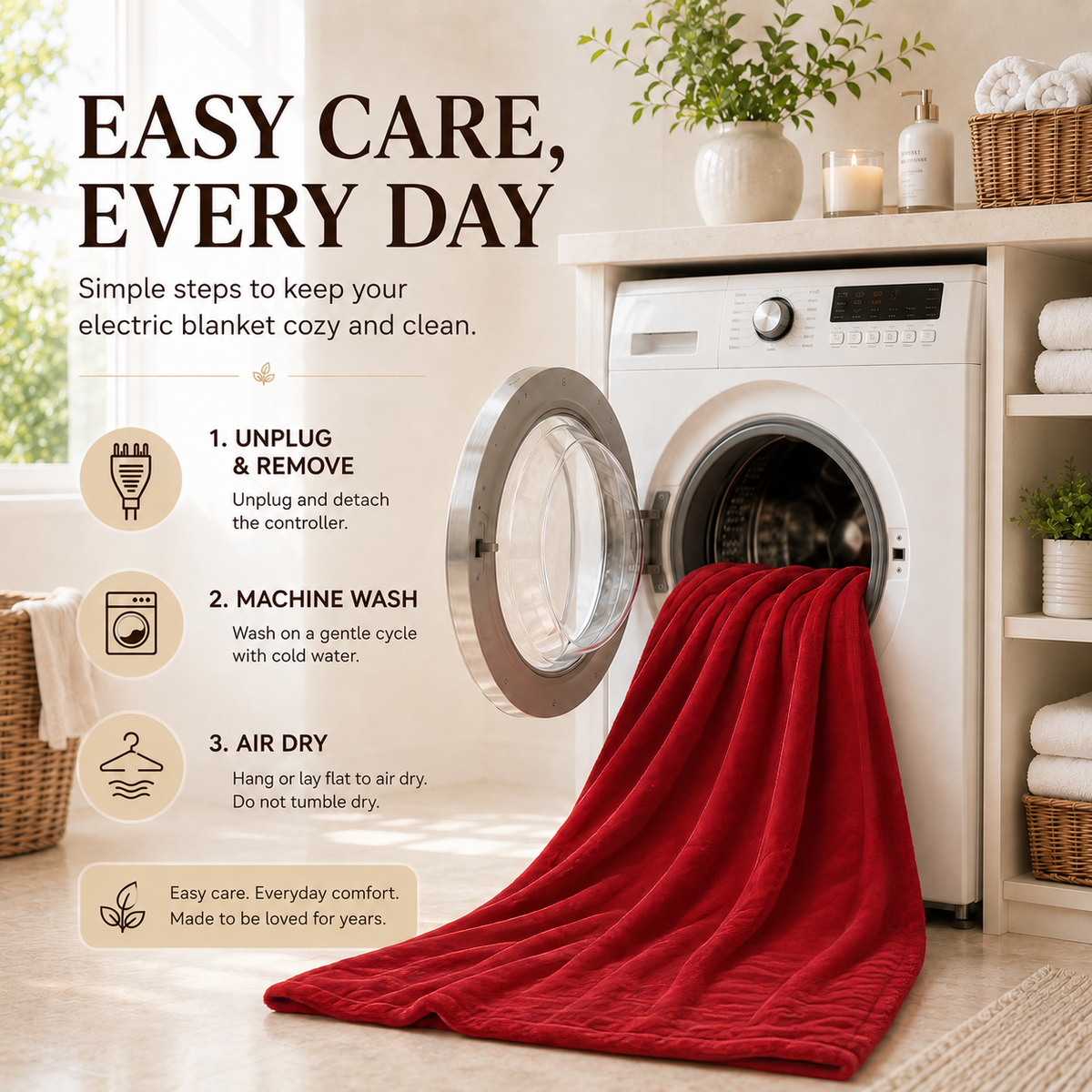 YAKEE Electric Heated Blanket 62"x84" Twin Size - Soft Warm Polar fleece, 4 Heat Levels, 10 Hours Auto-off, Machine Washable with Overheat Protection, Red