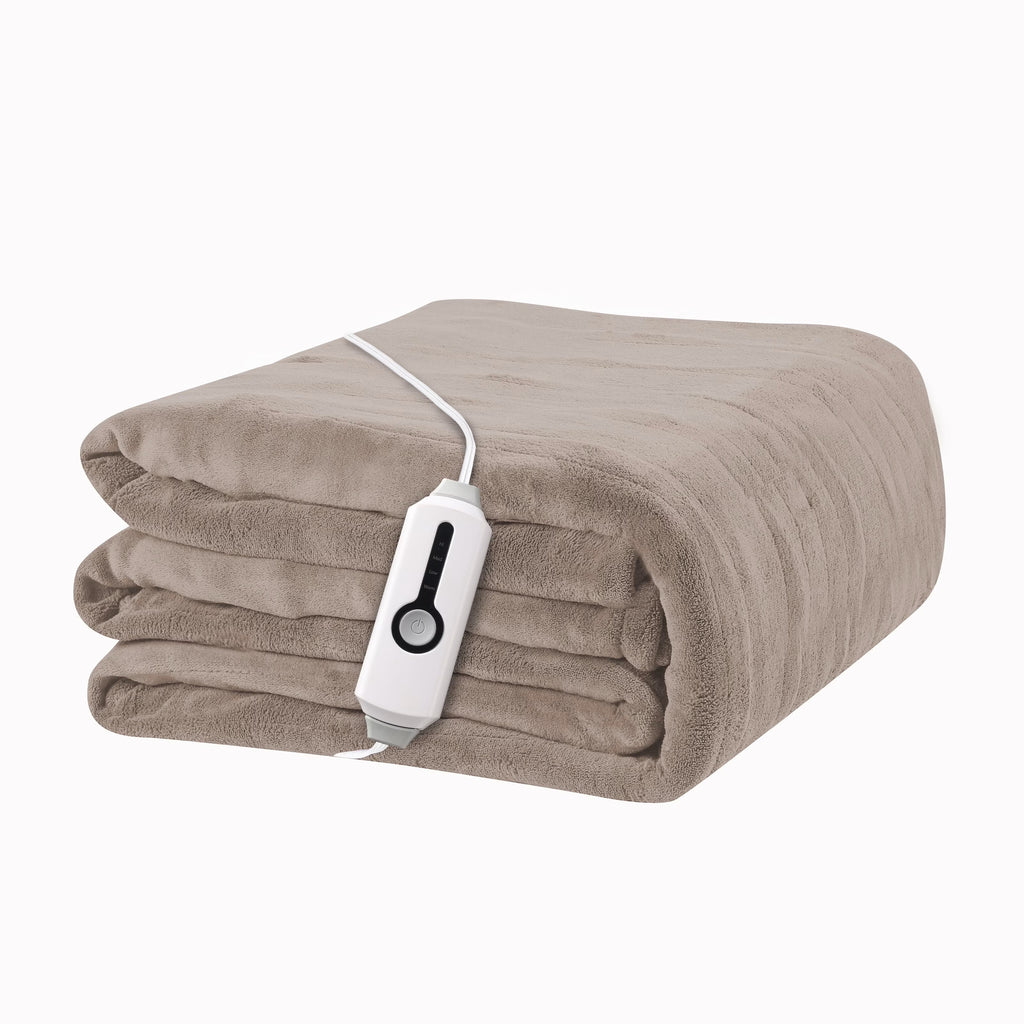YAKEE Electric Heated Blanket 72"x84" Full Size - Soft Warm Coral Fleece, 4 Heat Levels, 10 Hours Auto-off, Machine Washable with Overheat Protection, Brown
