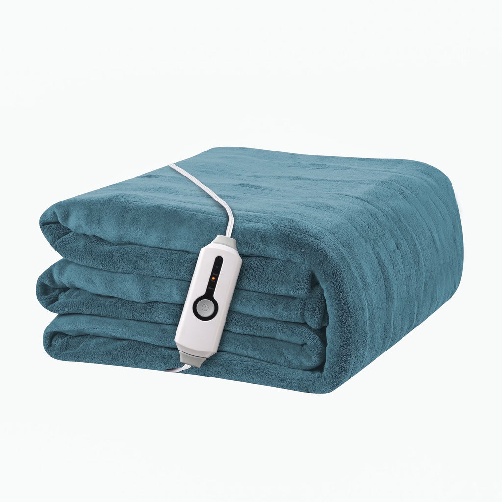 YAKEE Electric Heated Blanket 72"x84" Full Size - Soft Warm Coral Fleece, 4 Heat Levels, 10 Hours Auto-off, Machine Washable with Overheat Protection, Teal