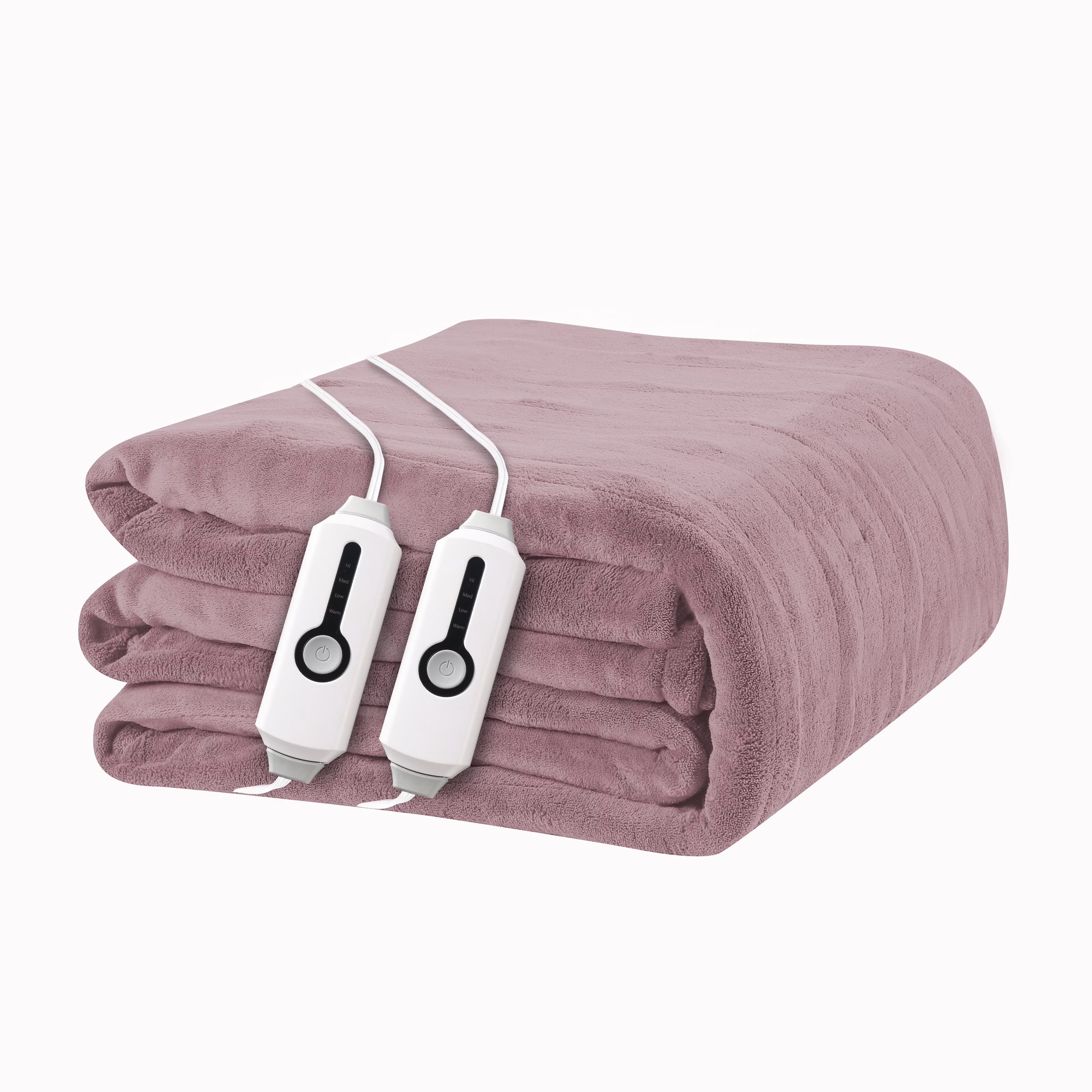 YAKEE Electric Heated Blanket 90"x100" King Size with Dual Control, 4 Heat Levels, 10-Hour Auto-off, Soft Coral Fleece, Overheat Protection, Purple